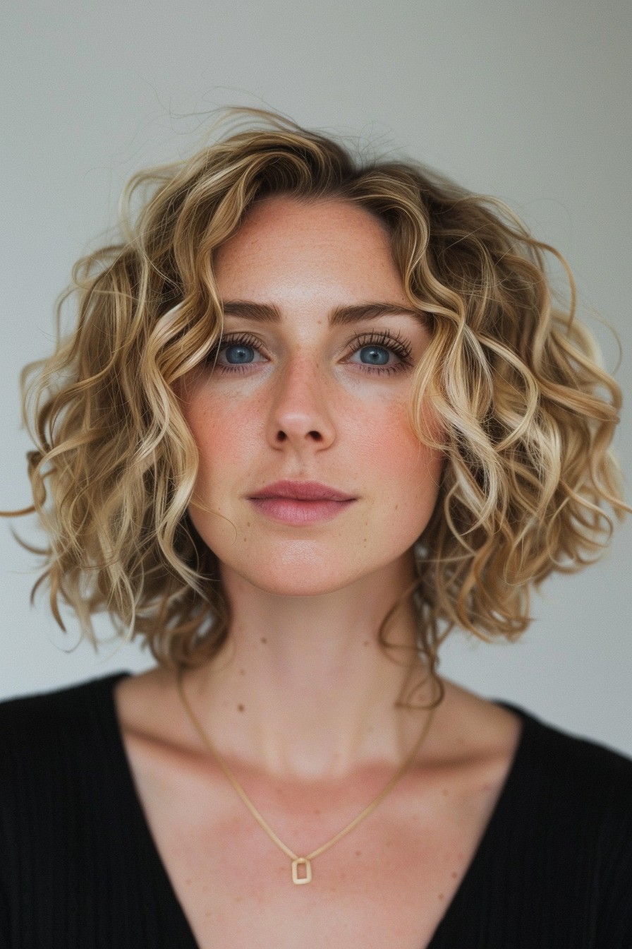 California Blonde Balayage on Short Curls