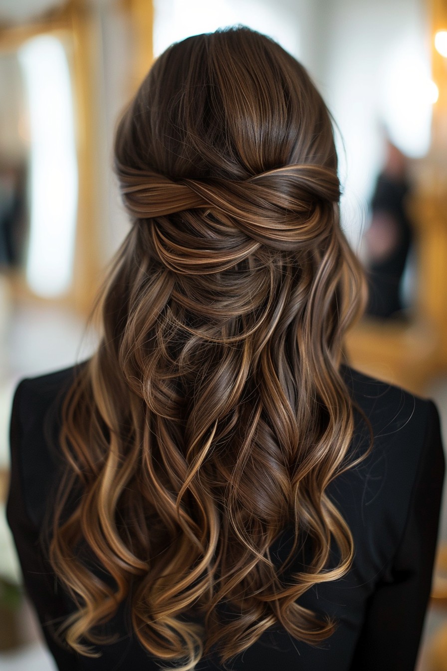 Sunkissed Brunette Half-Up, Half-Down Hairstyle