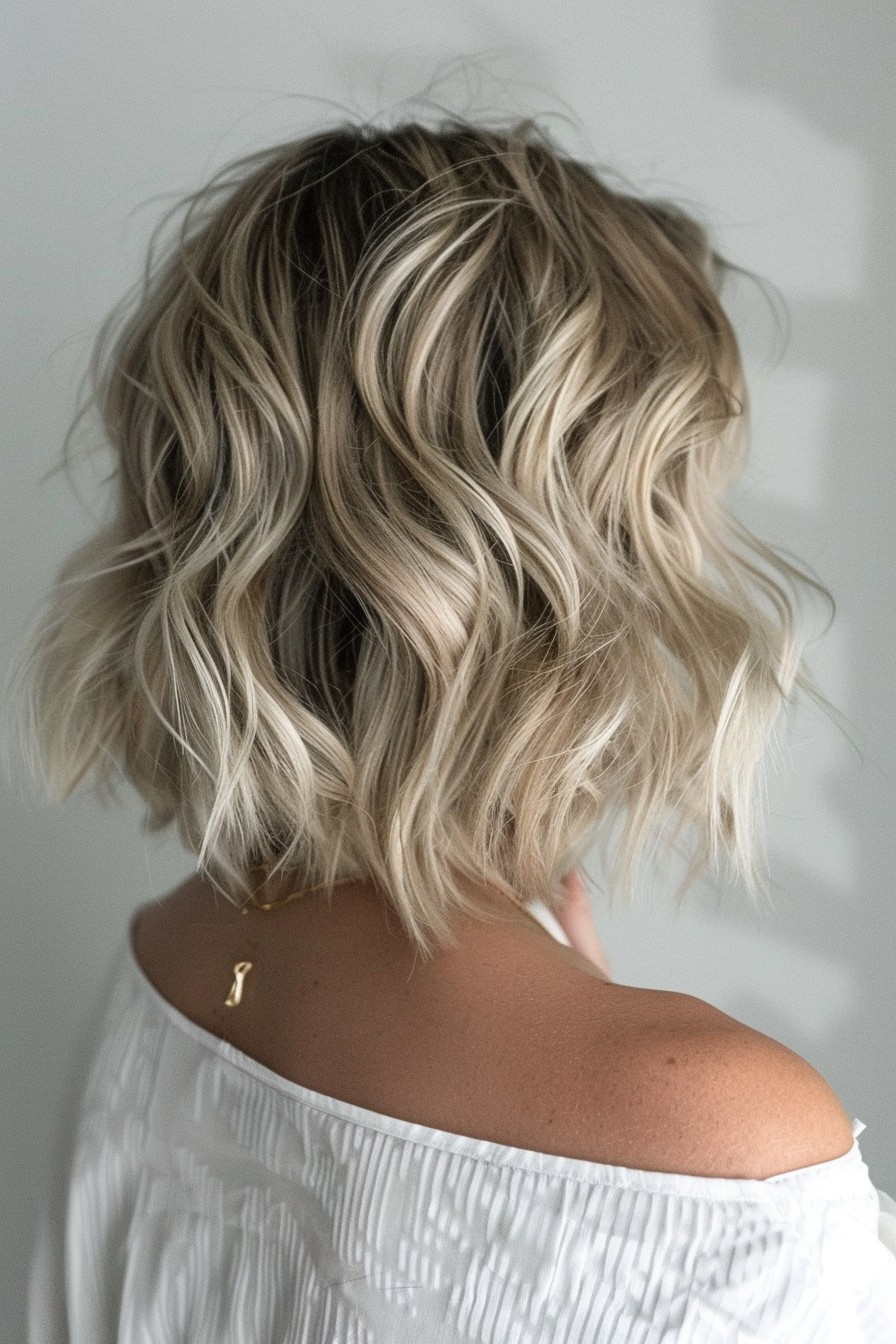 Subtle Elegance Icy Blonde Wavy Bob