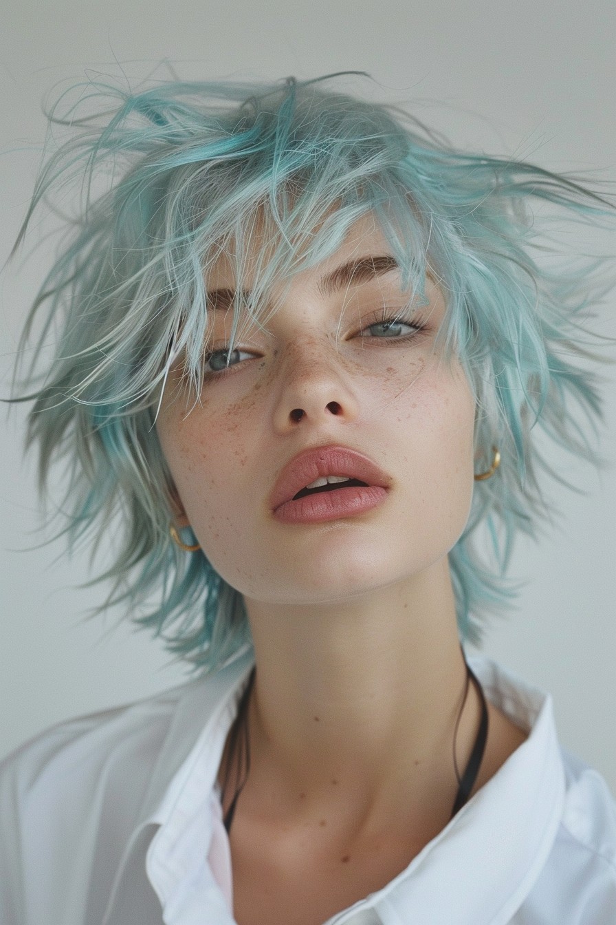 Shaggy Pixie Bob with Icy Blue Highlights