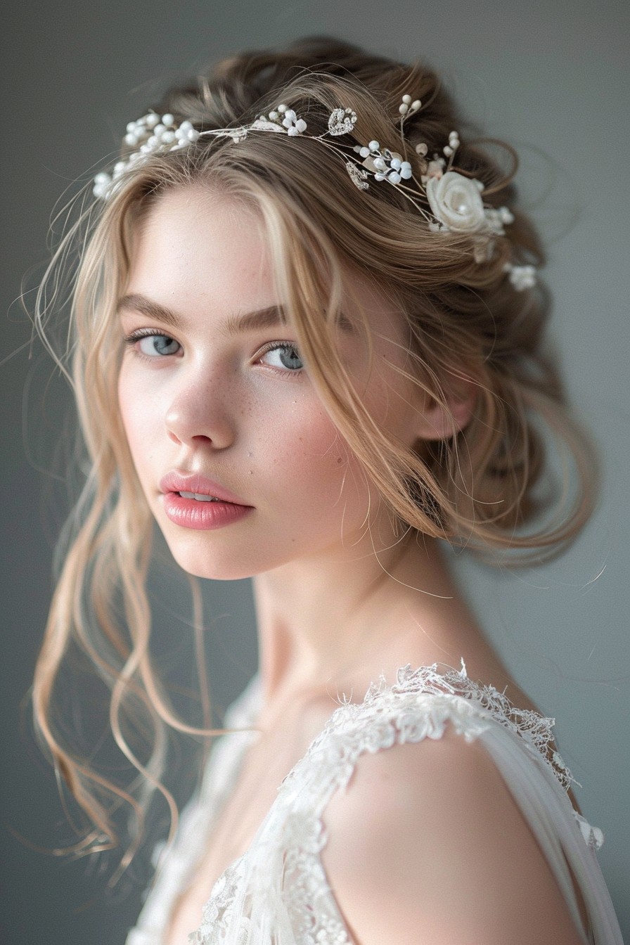 Soft Updo with Lace Headband