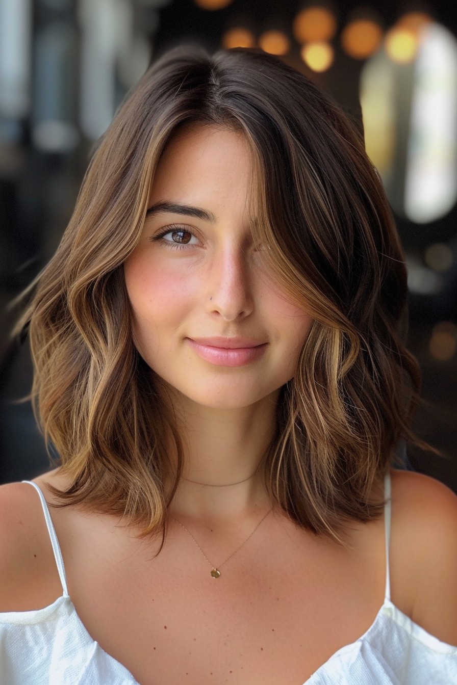 California Brunette with Golden Caramel Lowlights