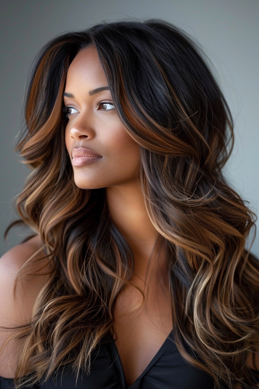 Dynamic Sunkissed Brunette with Multidimensional Balayage