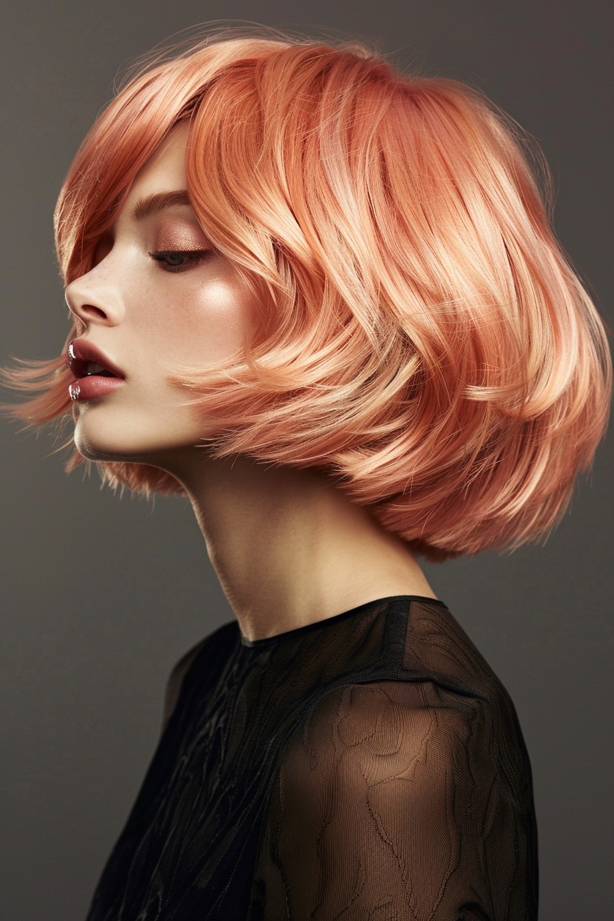 Youthful Vibrant Rose Gold Bob