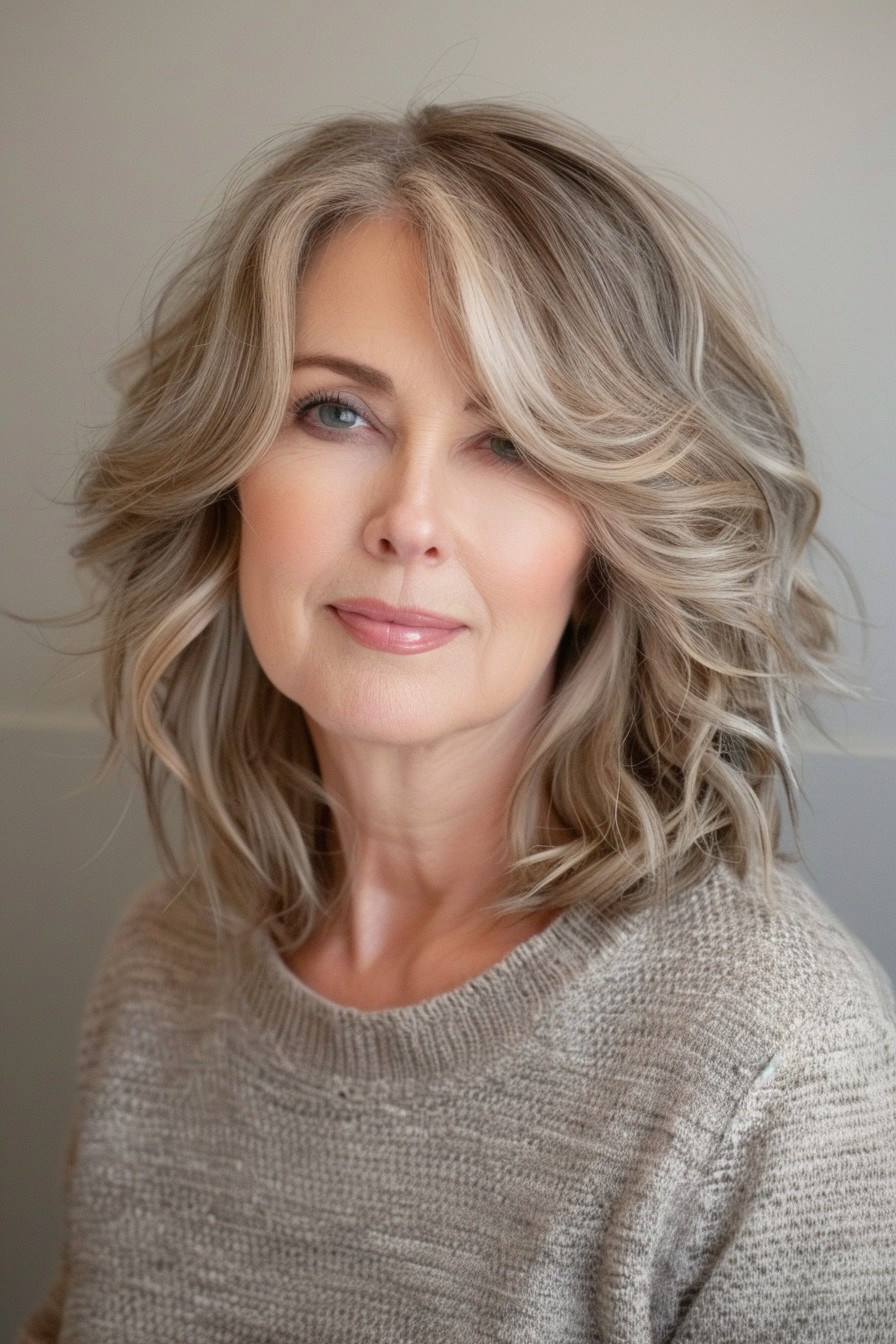 Soft Wavy Lob with Face-Framing Layers