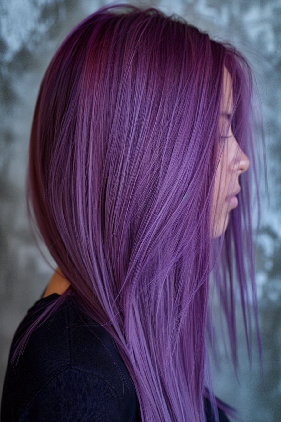 Vibrant Sleek Pin-Straight Lavender