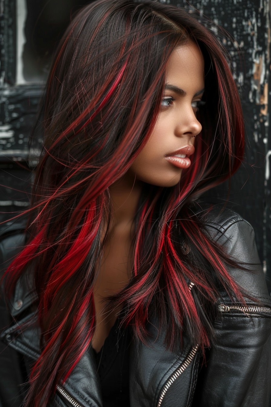 Vibrant Cherry Red Streaks