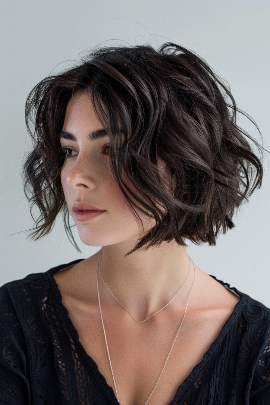 Ultra-Modern Wavy Bob with Stark Angular Lines