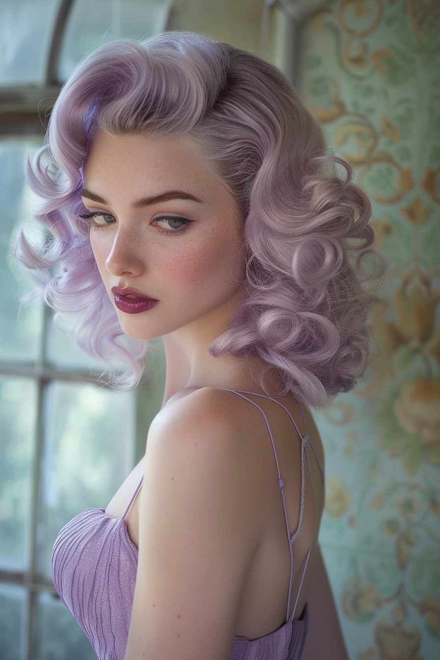 Modern Glam Vintage Lavender Curls