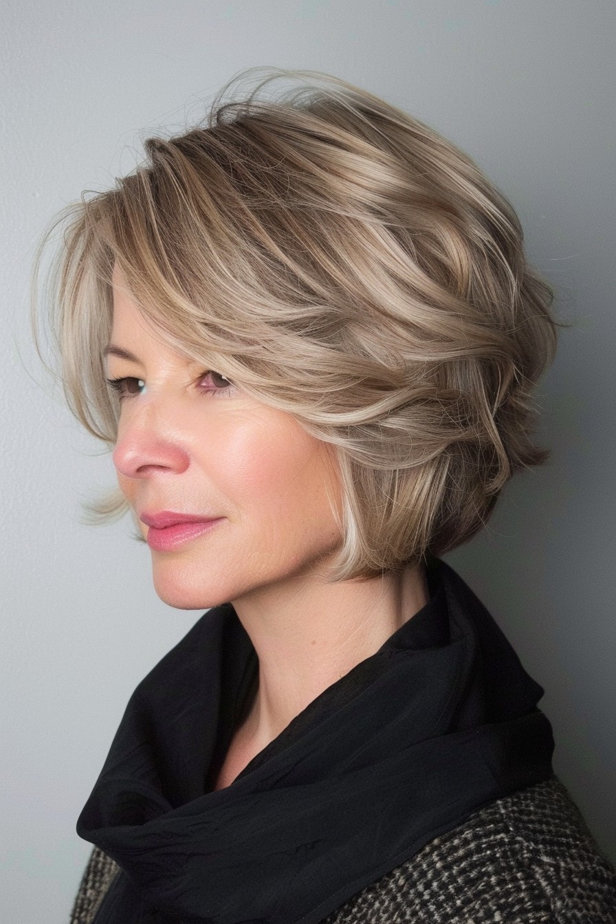 Inverted Short Bob with Side-Swept Bangs