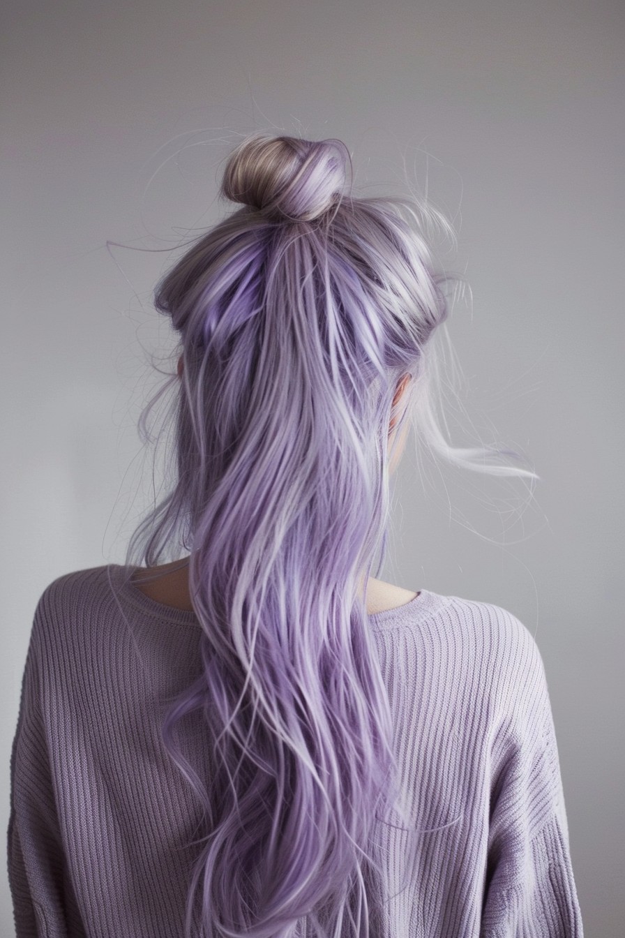 Practical Lavender Half-Up Top Knot