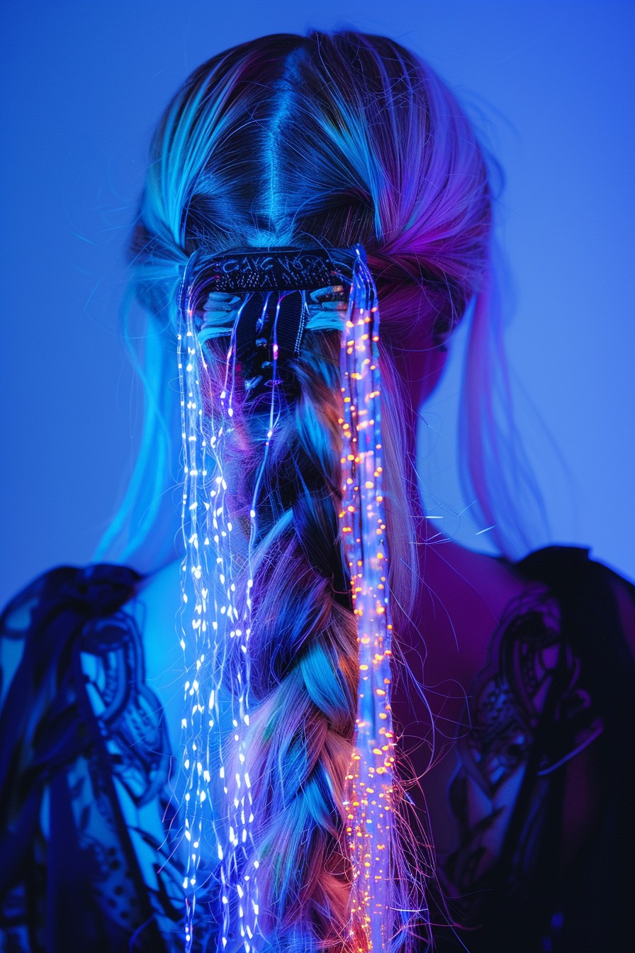 Luminous Festival Hair with Fiber Optic Extensions