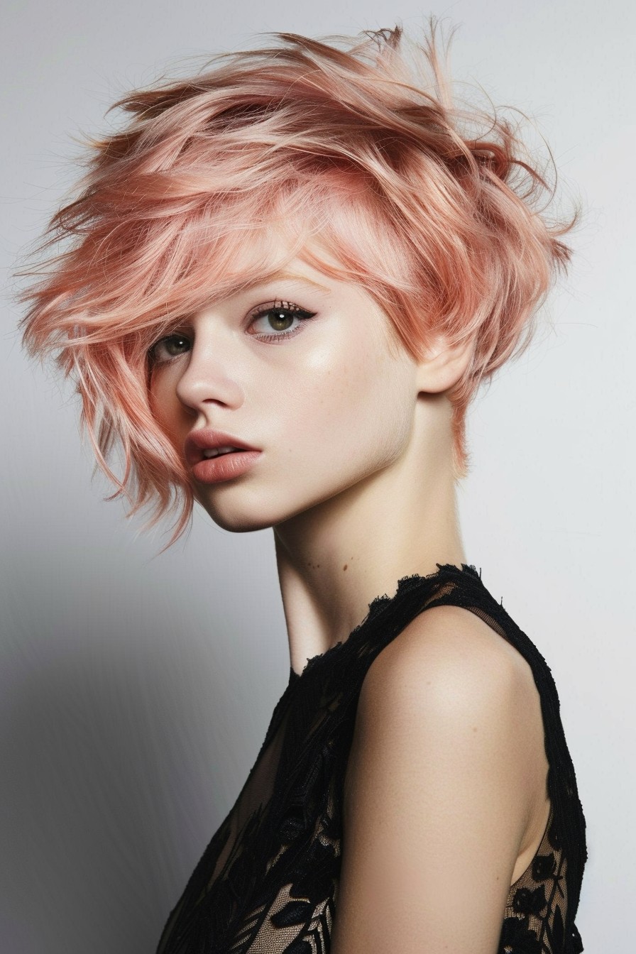 Delicate Wispy Feathered Rose Gold Haircut