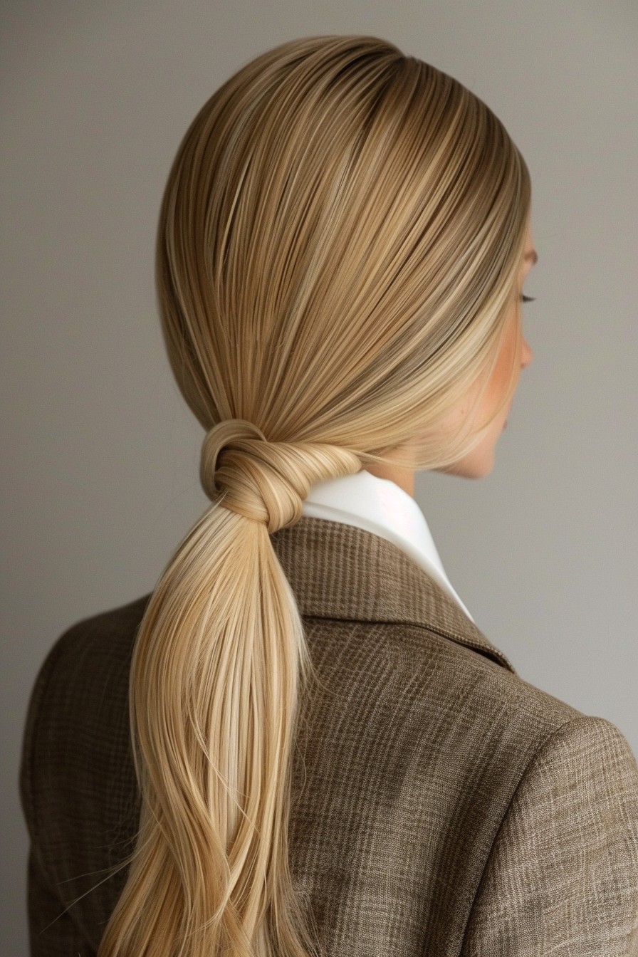 Polished Honey Blonde Low Ponytail