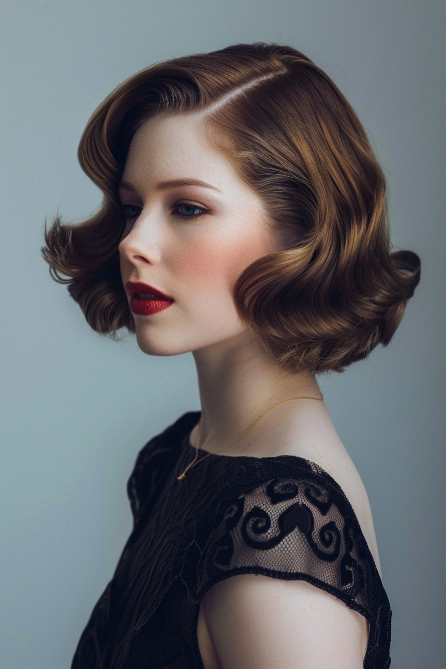 Classic Hollywood Waves on a Short Bob