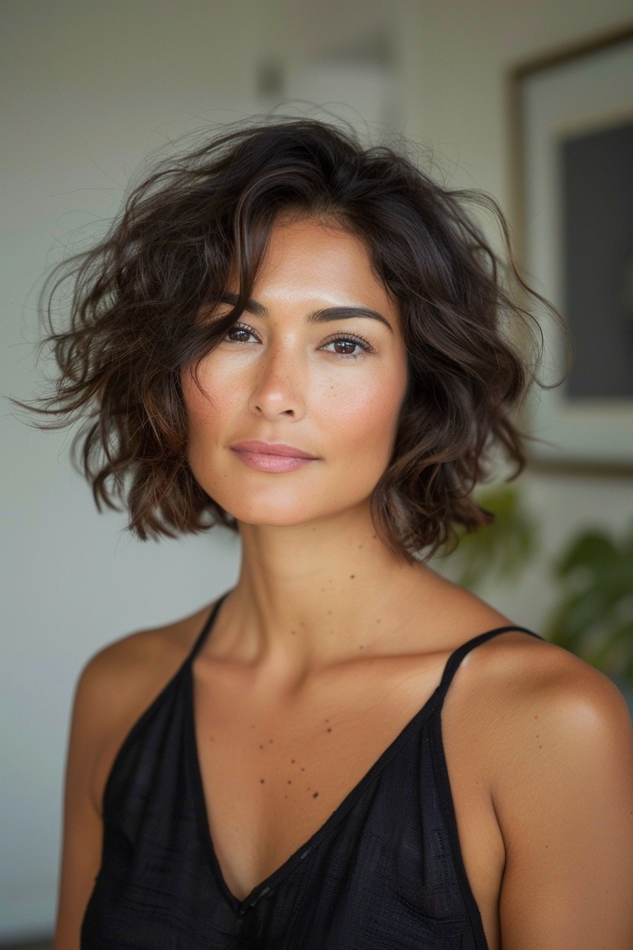 Short Wavy Bob with Delicate Highlights