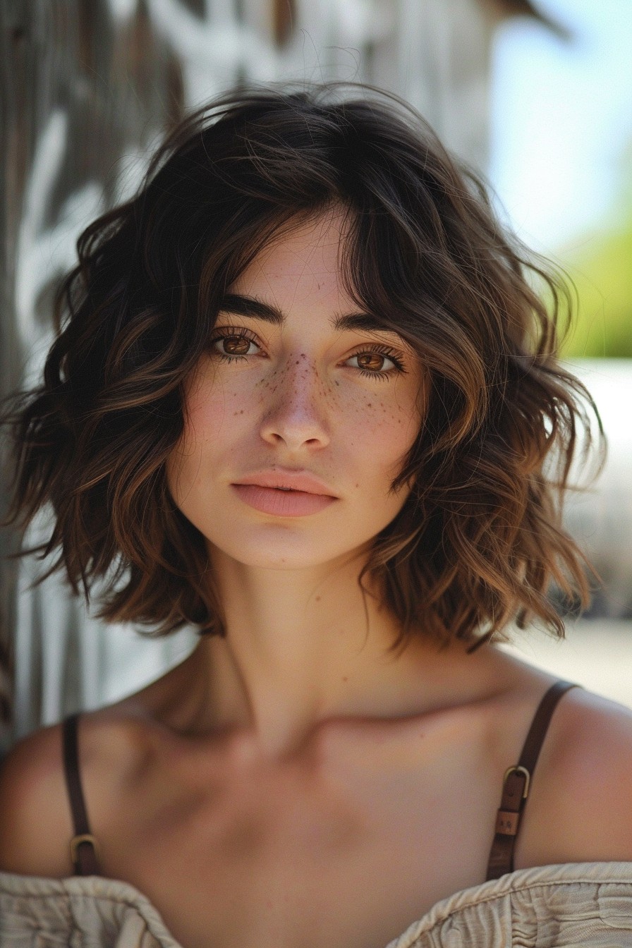 Wavy Bob with Sunlit Tips