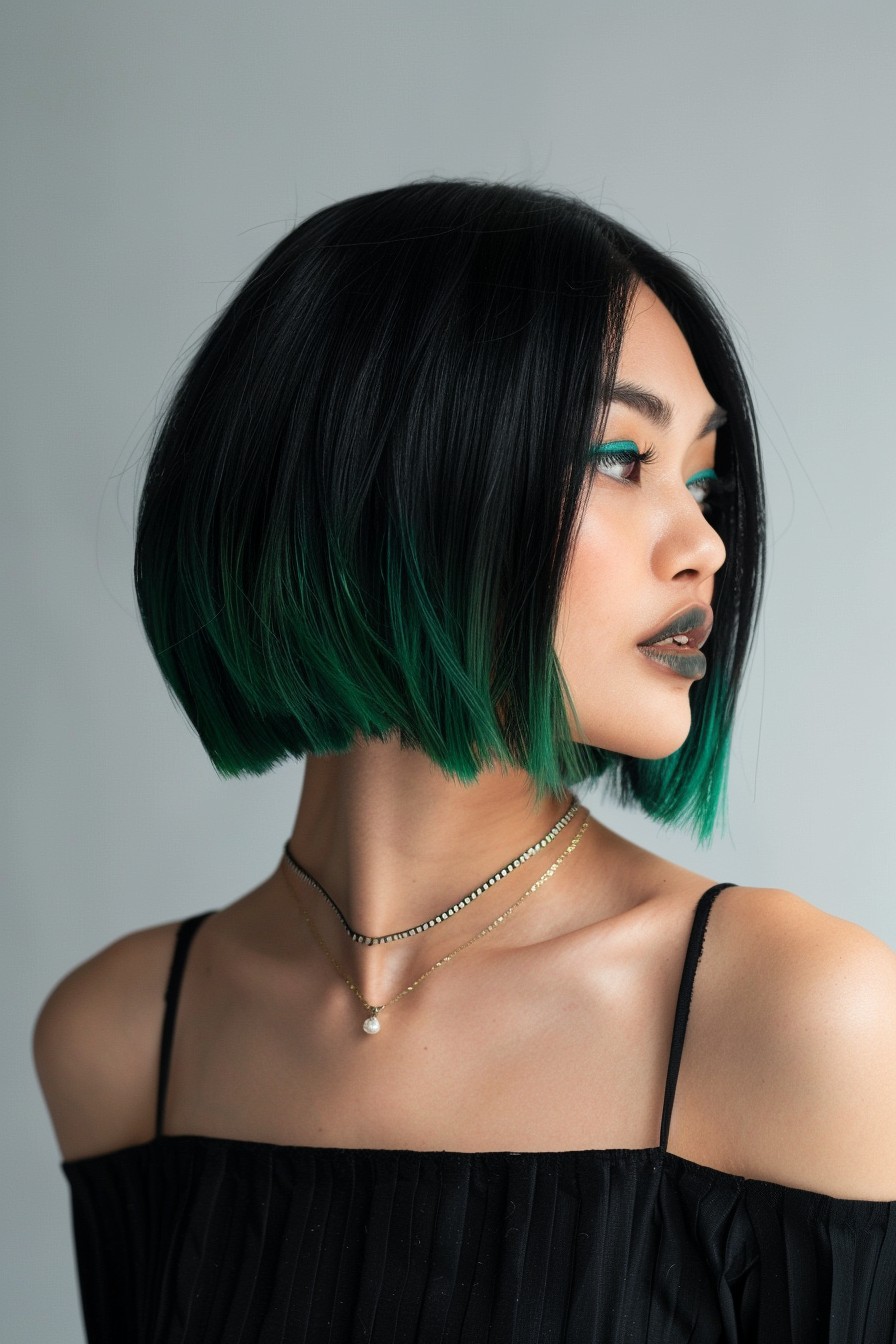 Sleek Bob Transition Bixie with Emerald Green Tips