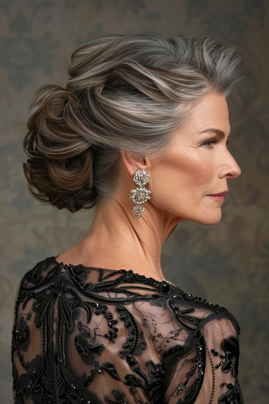 Classic Updo with Silver Strands