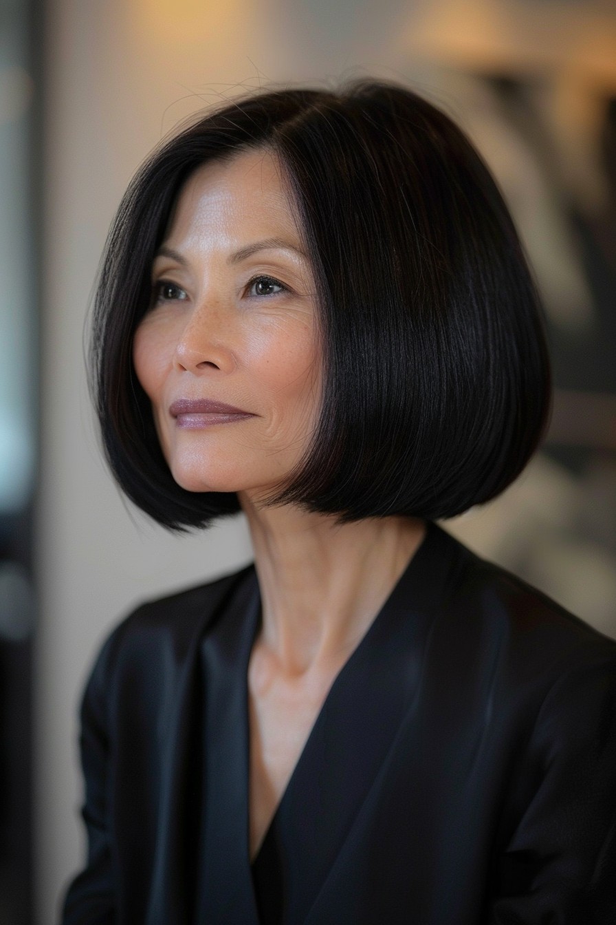 Sleek, Straight Bob with Middle Part