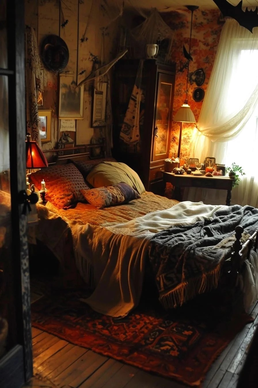 A Halloween Bedroom with a Scary Movie Corner