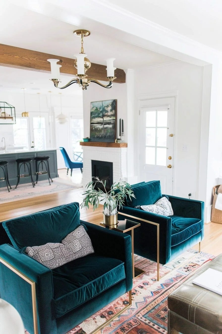 Teal Velvet Armchairs