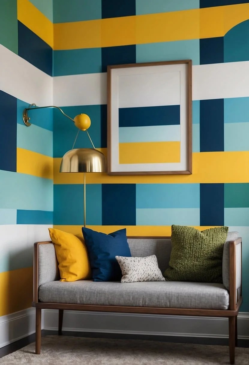 Color-Blocked Stripes on A Nursery Accent Wall