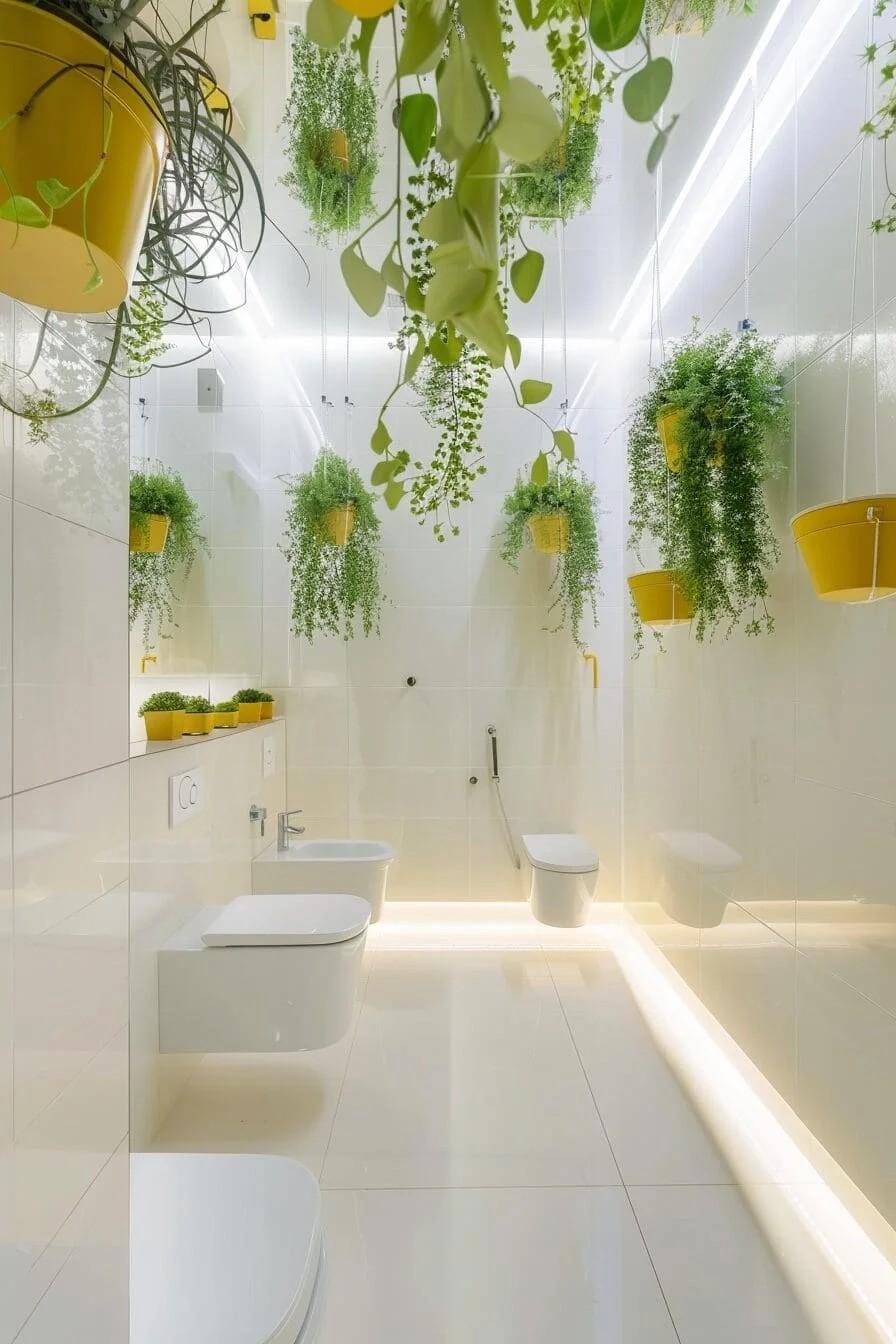 Hanging Plants in Yellow Pots