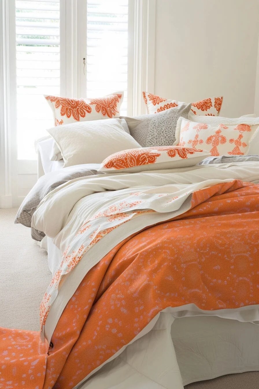 Orange and Cream Bedding