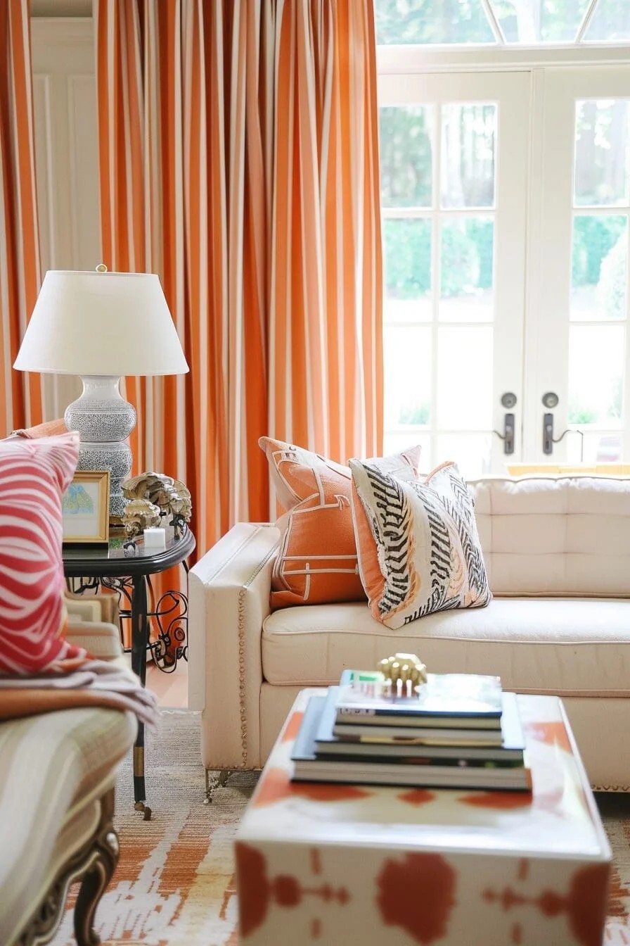 Striped Orange Curtains