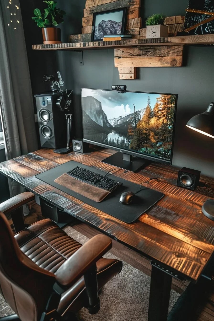 Home Office Setup with Vintage Desk