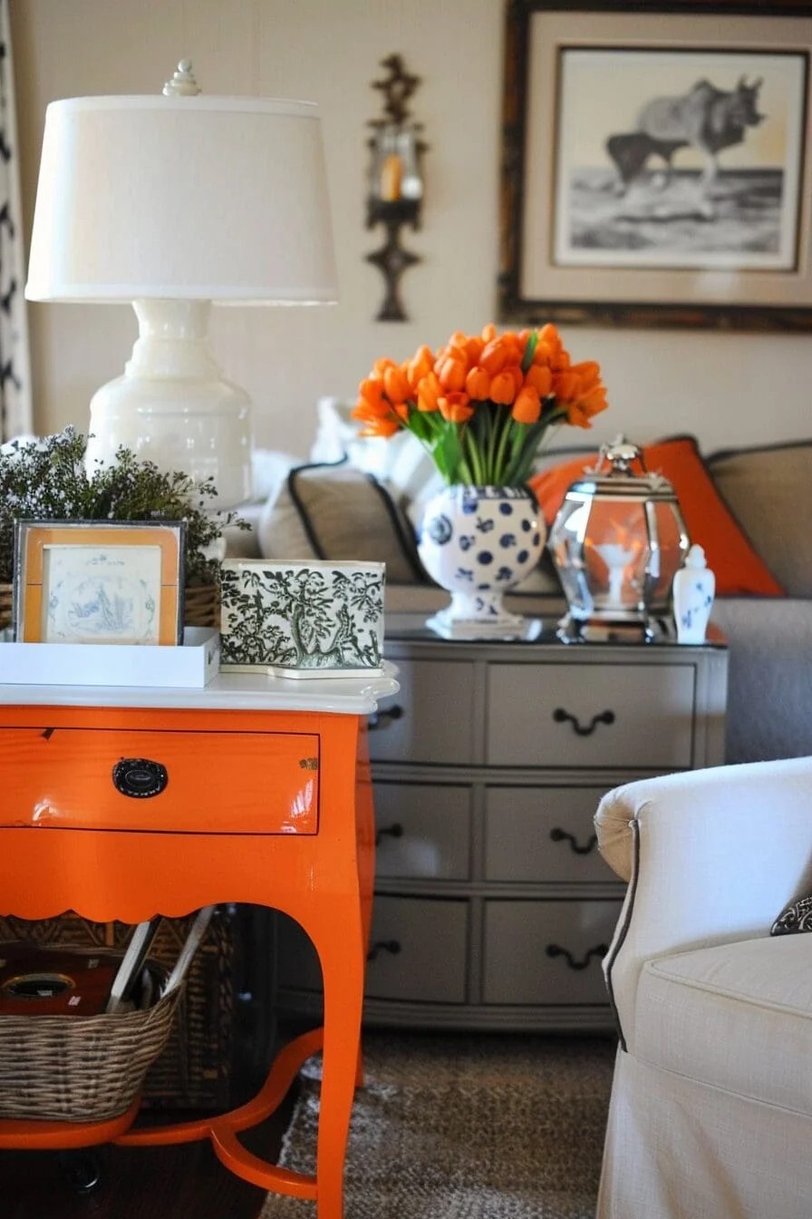 Orange & Gray Console Table