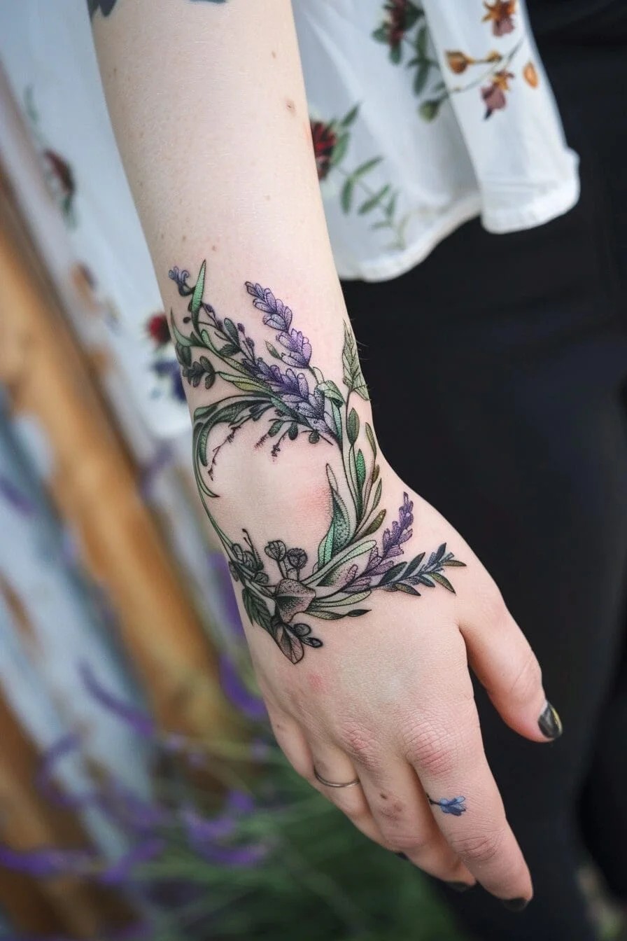 Lavender Wreath or Bouquet Tattoo