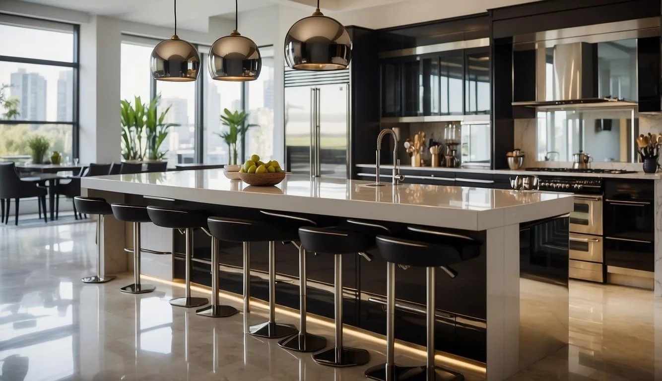 Art Deco Inspired Mirrored Kitchen Islands