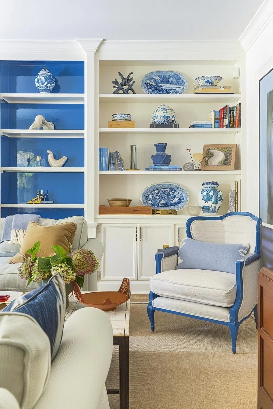 Blue Painted Shelves