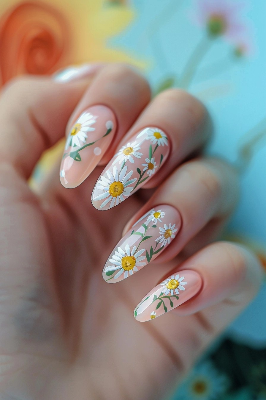 Delicate Daisies on Pastel Background