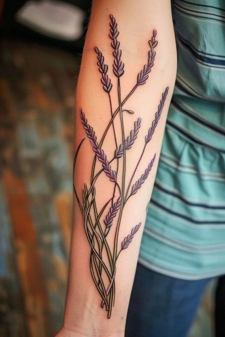 Lavender Branch or Stem Tattoo