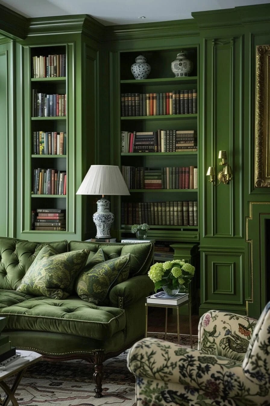 Green Bookshelves