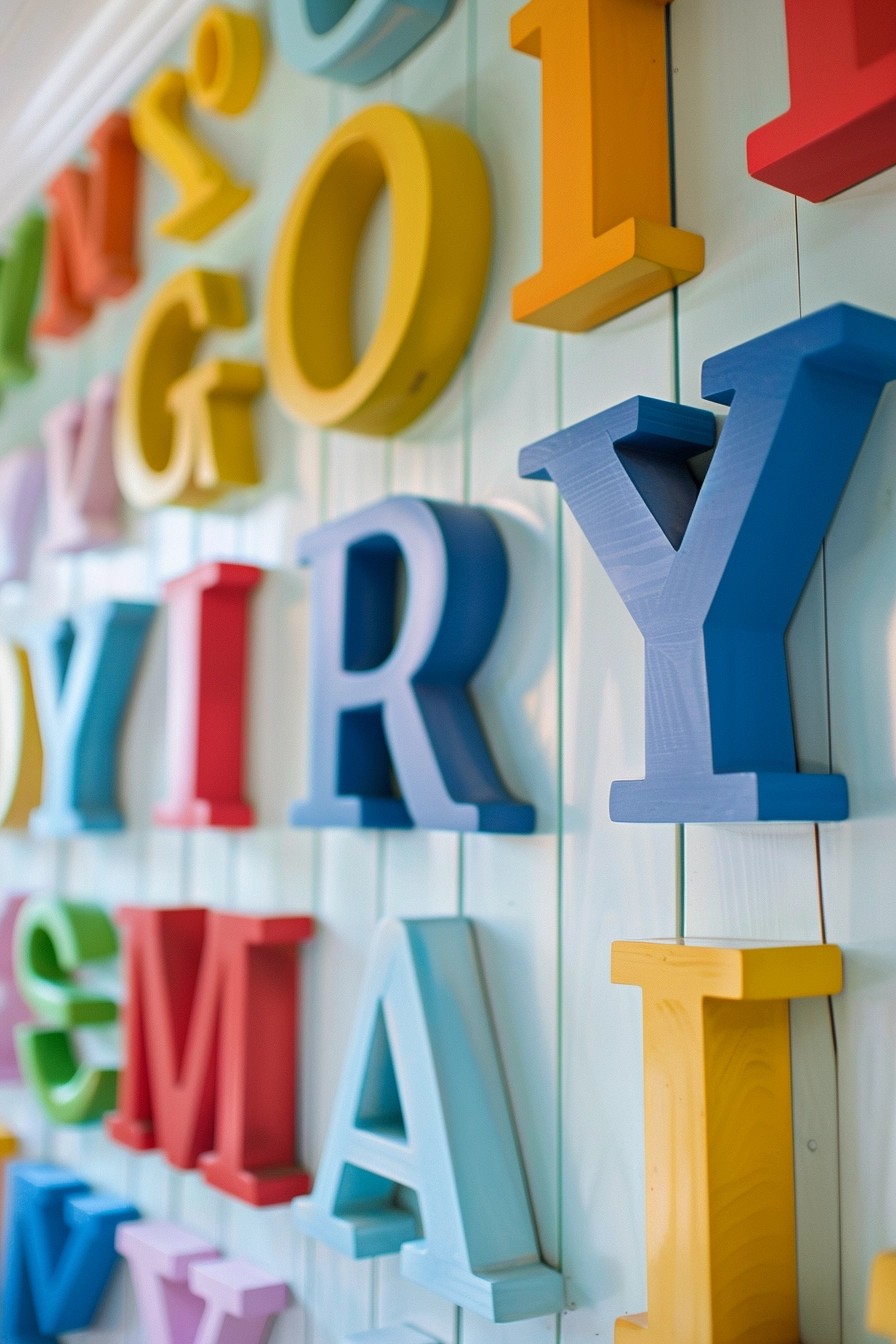 Playful Alphabet Block Letters on A Nursery Accent Wall