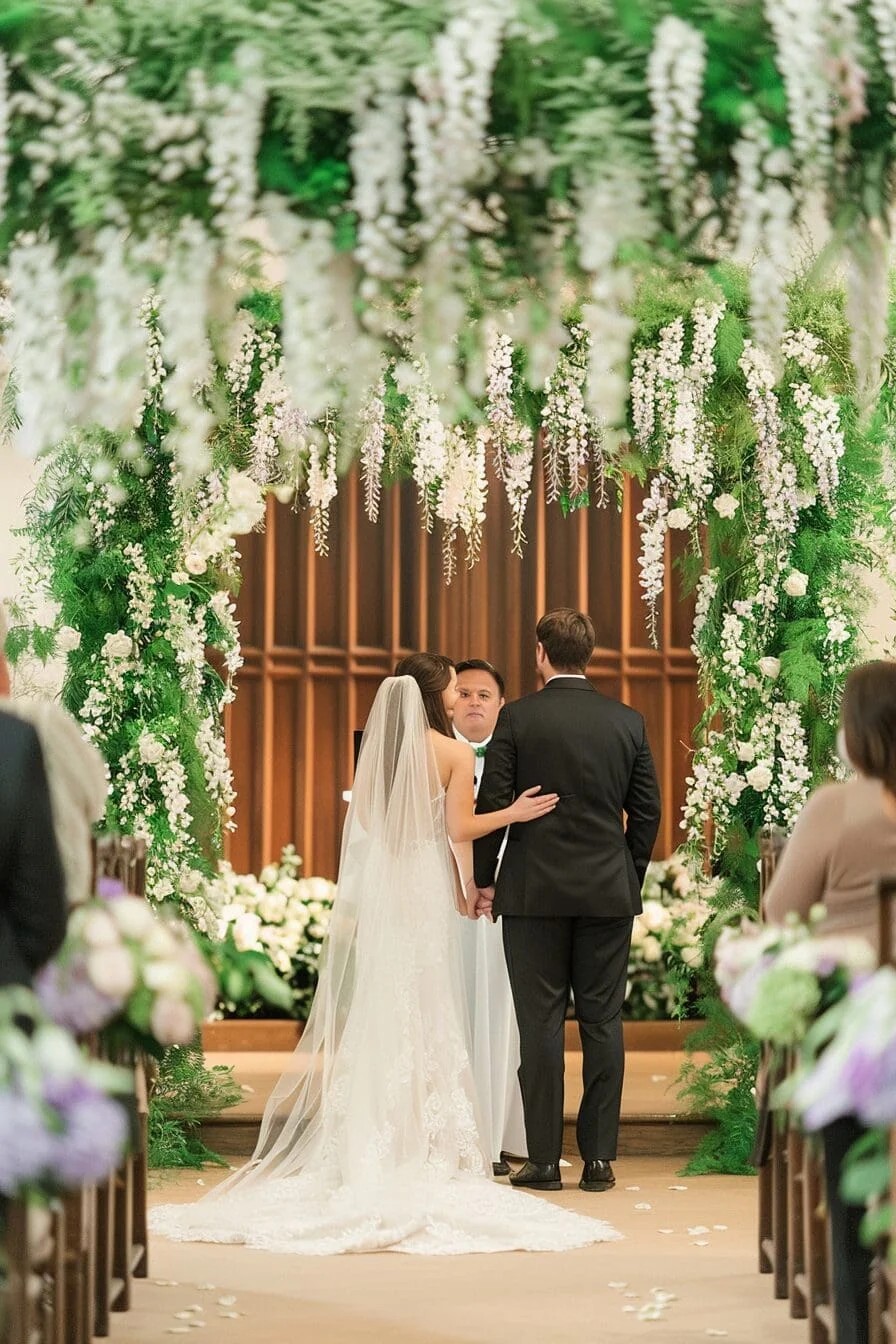 A Spring Wedding with A Cascading Wisteria Arch