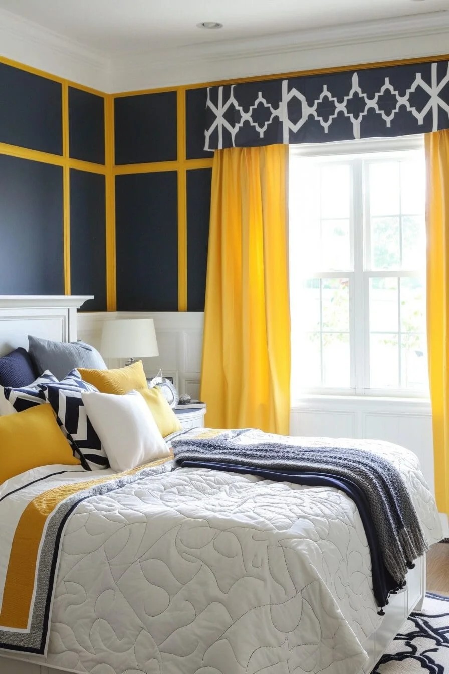 Yellow and Navy Blue Colorblock