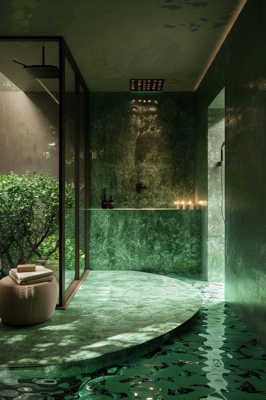 Green Textured Shower Floor