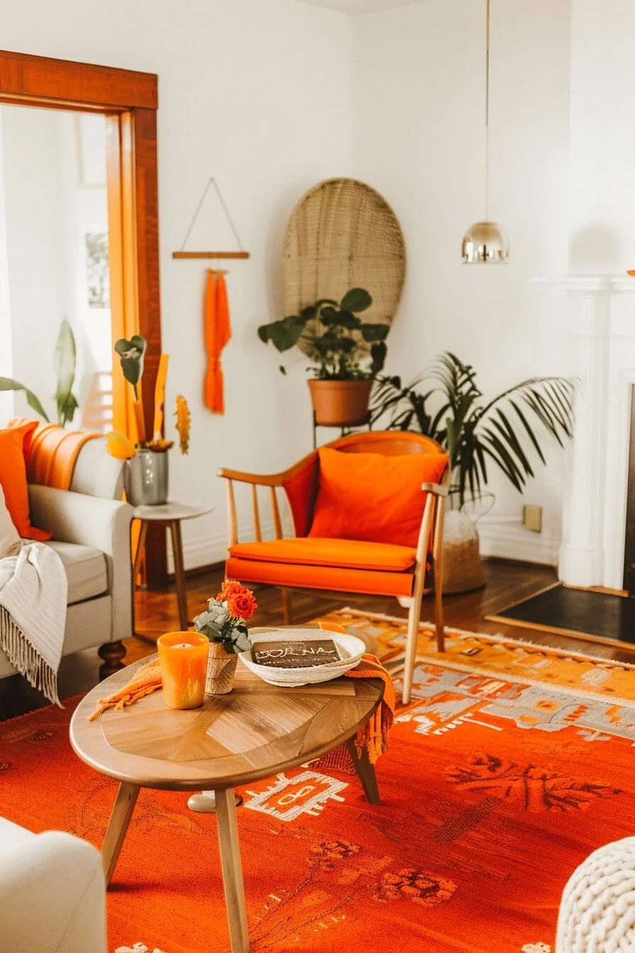 Wood & Orange Coffee Table