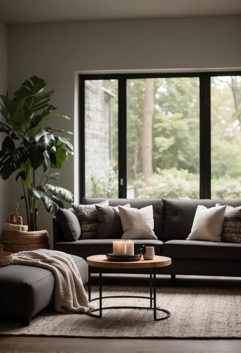 Charcoal Sofa as a Focal Point in a Small Living Room