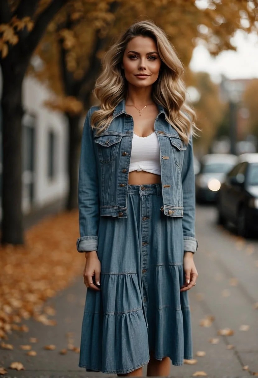 Denim Jacket over a Midi Dress