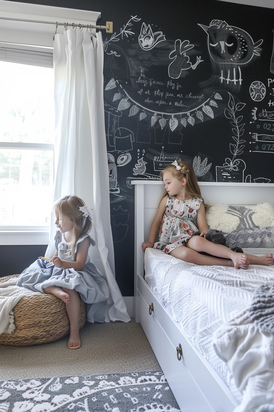 Toddler Girl Bedroom With Diy Chalkboard Wall