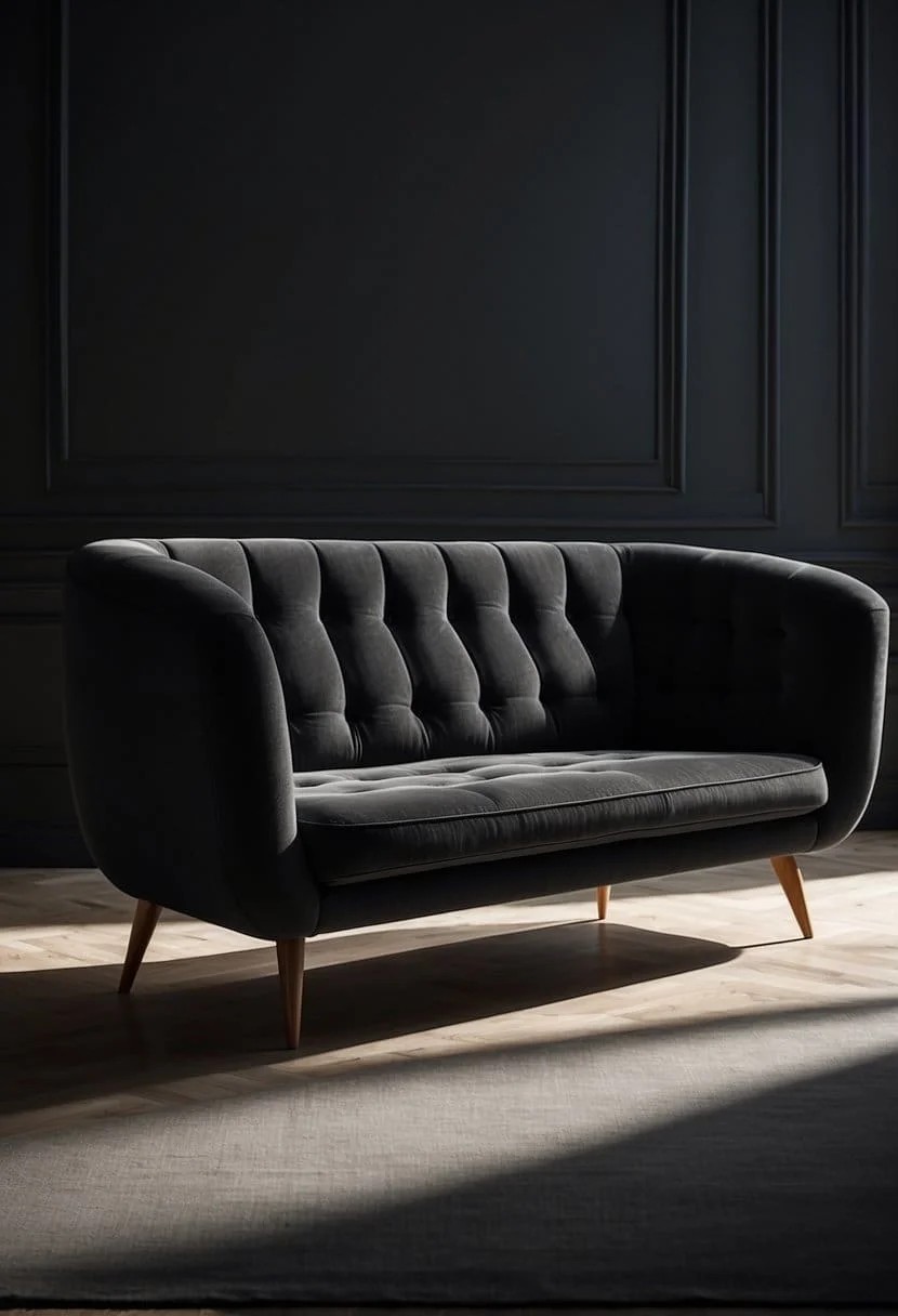 Charcoal Sofa in a High-Contrast Room with Bright Accents