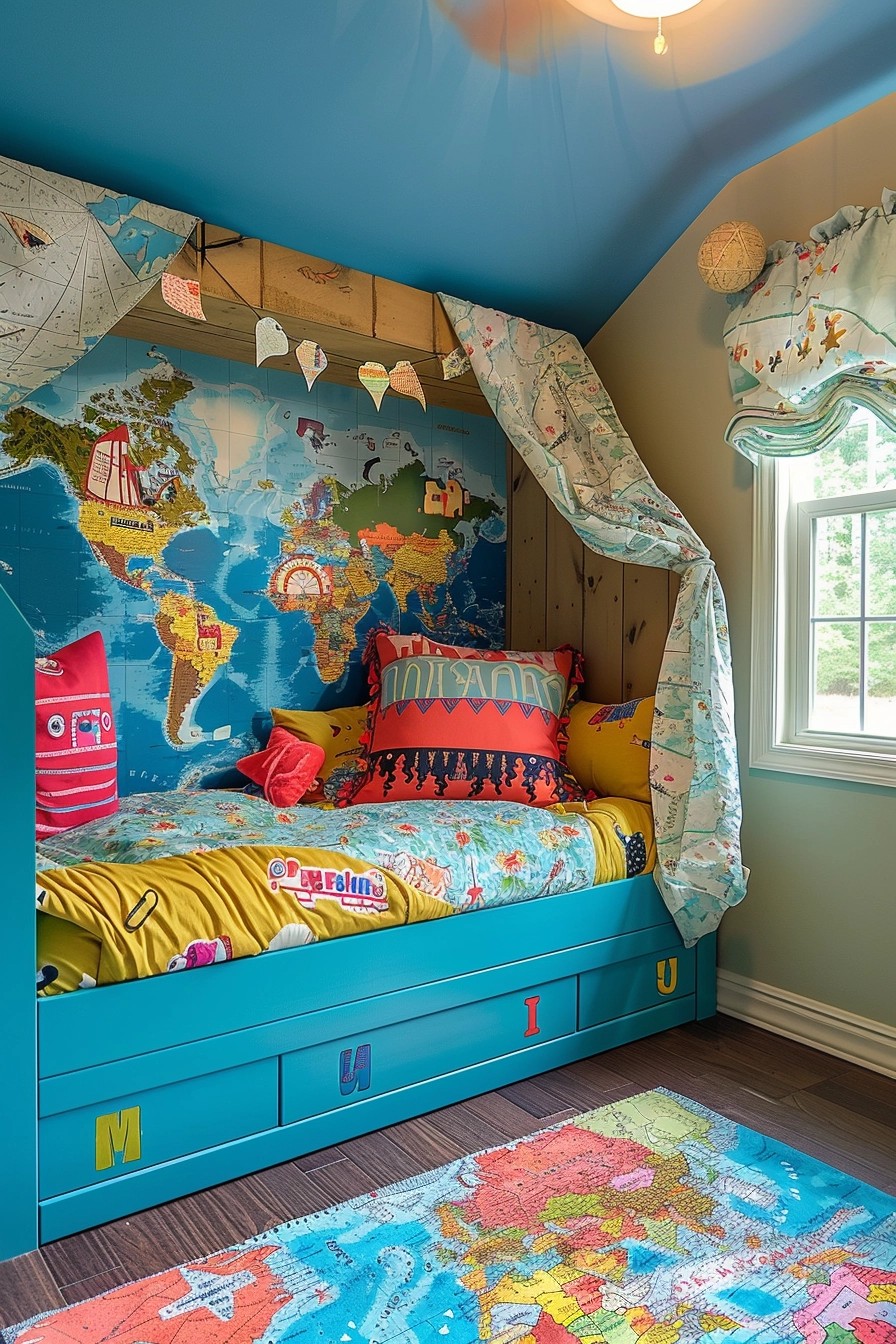 Toddler Girl Bedroom With Travel-Themed Accents