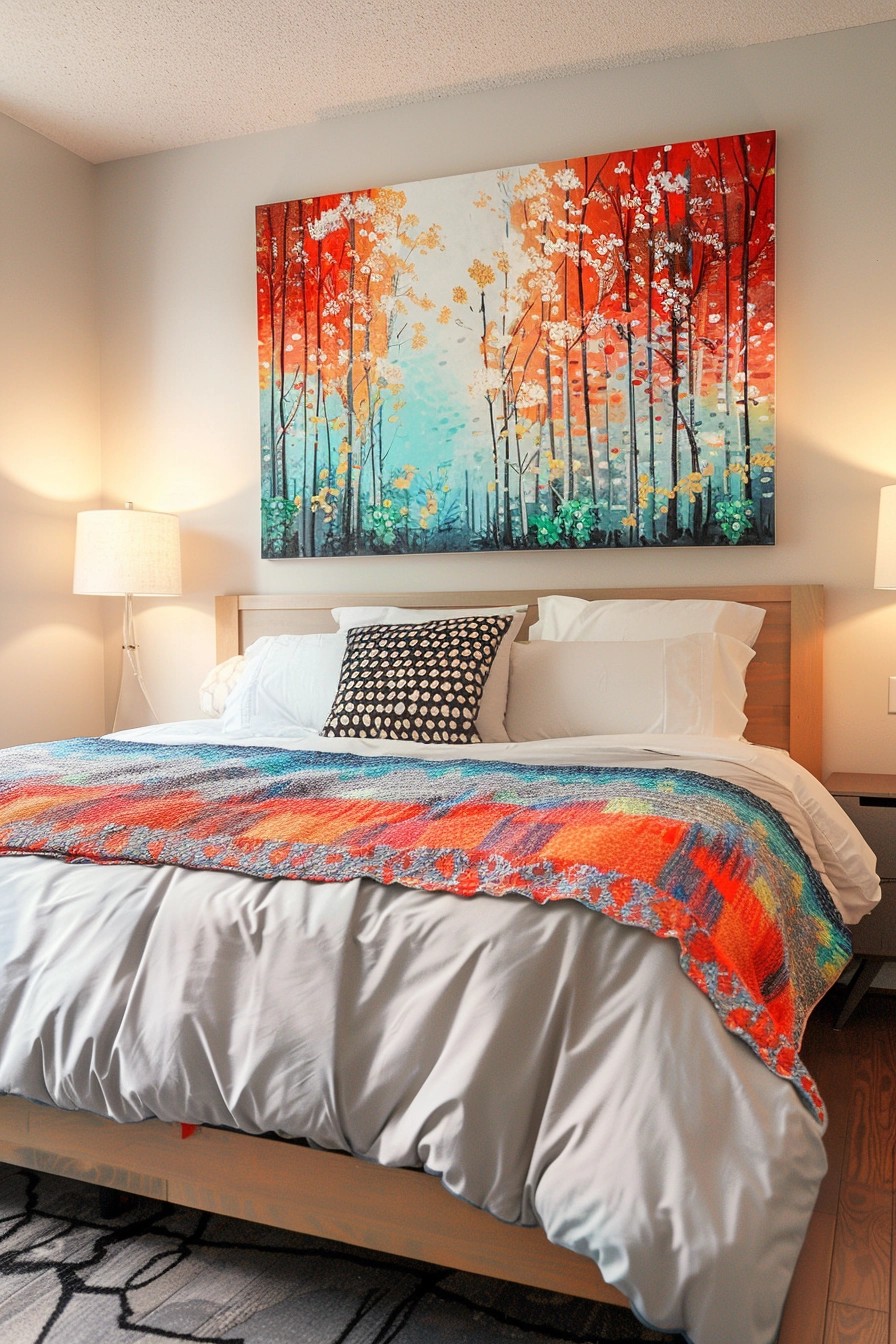 Modern Artwork Above the Bed