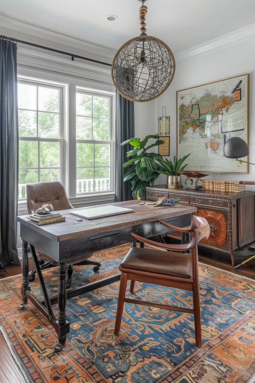 Eclectic Home Office With Vintage Finds